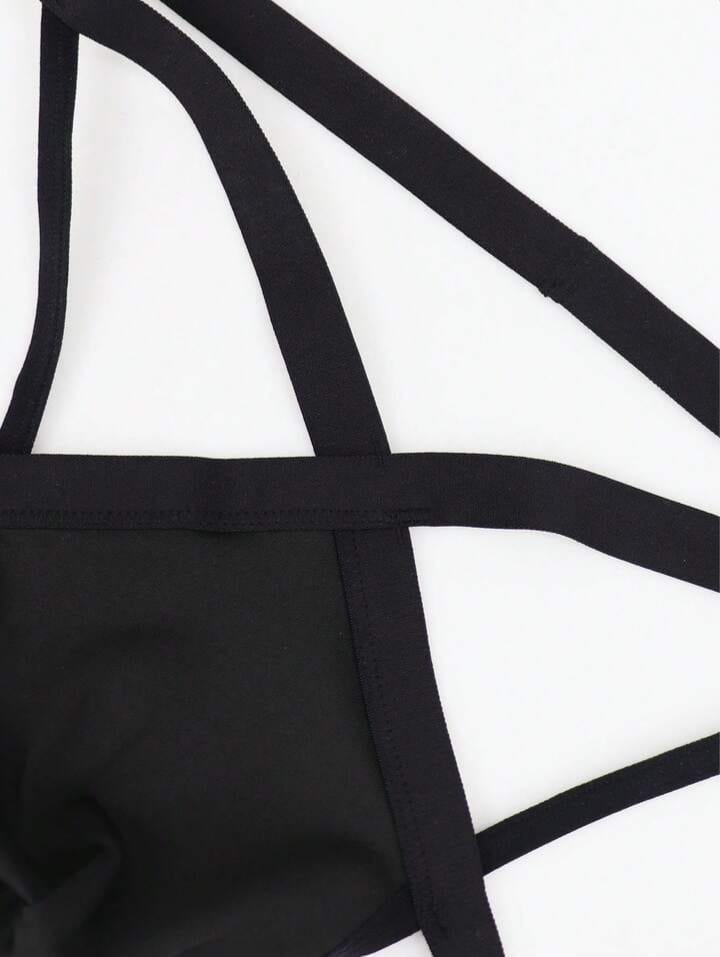 Fashionable Solid Black Color Alluring Black Trim Men's Underwear